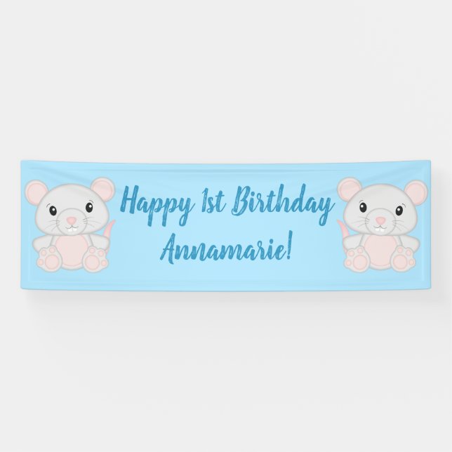 Mouse Mice Birthday Party Banner (Horizontal)