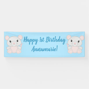 Mouse Mice Birthday Party Blue Banner