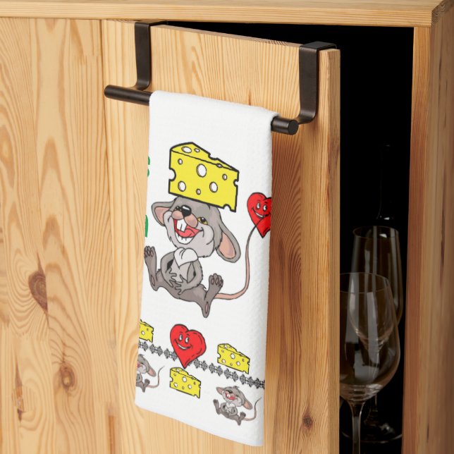 Mouse Mice Cheese Kitchen Hand Towel (Thirds Fold)