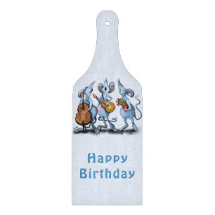 Mouse Music Band Funny Birthday Cutting Board