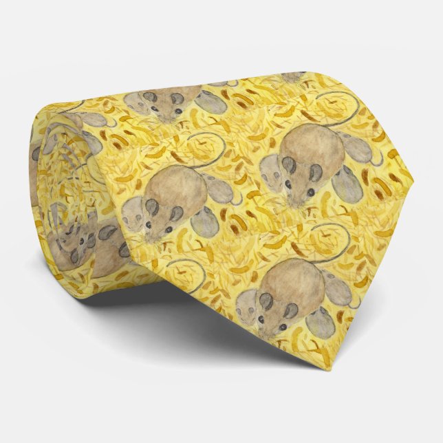 Mouse Nest Watercolor Neck Tie (Rolled)