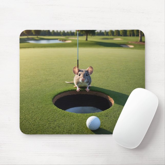 Mouse On a Golf Course Pad (With Mouse)
