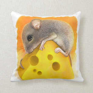 Mouse on cheese realistic painting cushion