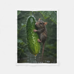 Mouse on Cucumber Sherpa Throw Fleece Blanket