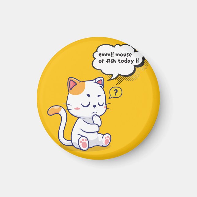 Mouse or Fish? – funny pet- Deep Thinking Cat Magnet (Front)
