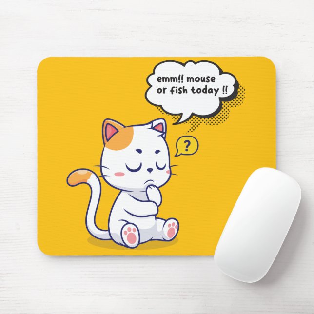 Mouse or Fish? – funny pet- Deep Thinking Cat Pad (With Mouse)