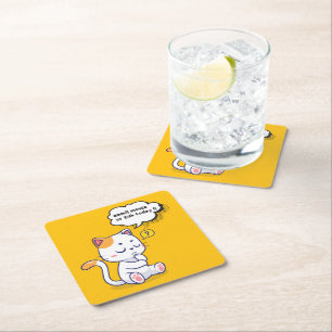 Mouse or Fish? – funny pet- Deep Thinking Cat Square Paper Coaster