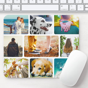 Mouse Pad 9 Photo Template Collage Rounded Frame