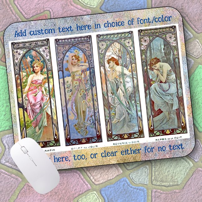 MOUSE PAD - Alphonse Mucha's "Times of the Day" (Creator Uploaded)