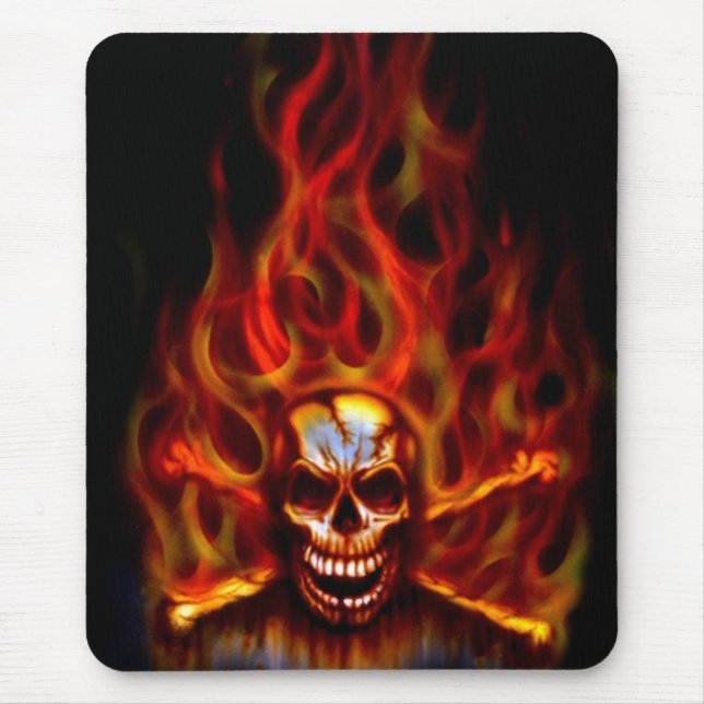 Mouse Pad - Flaming Skull (Front)