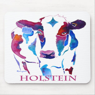 Mouse Pad Holstein Cow in Purple & Blues