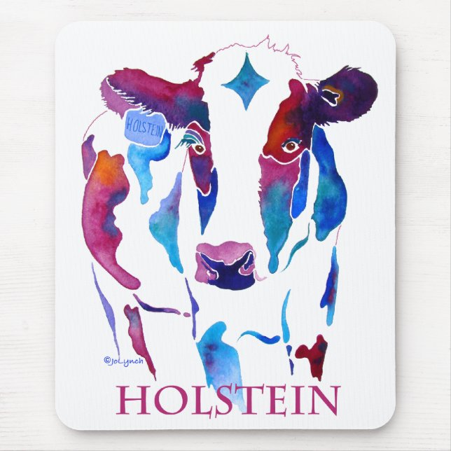 Mouse Pad Holstein Cow in Purple & Blues (Front)