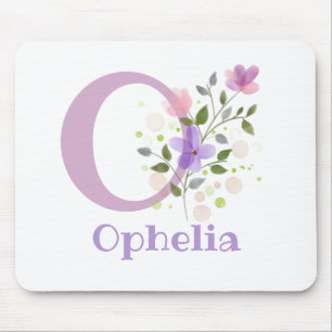 Mouse Pad Initial Plus Name & Flowers Design