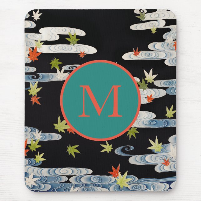 MOUSE PAD WATER AND LEAVES JAPANESE CUSTOM INITIAL (Front)