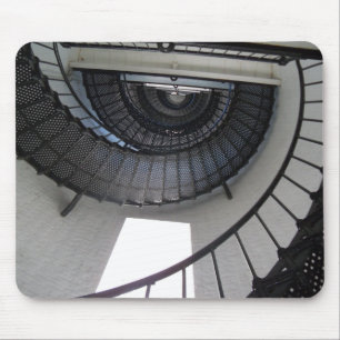 Mouse pad with black spiral staircase