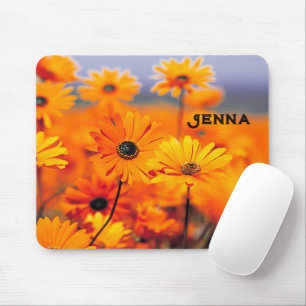 Mouse Pad with Gold Coloured Daisies