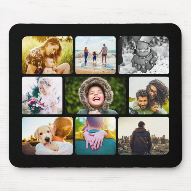 Mouse Pad Your 9 Photos Template Collage Frame (Front)