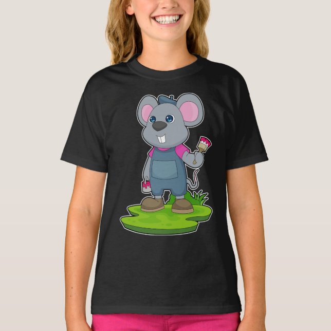 Mouse Painting Paint brush T-Shirt (Front)