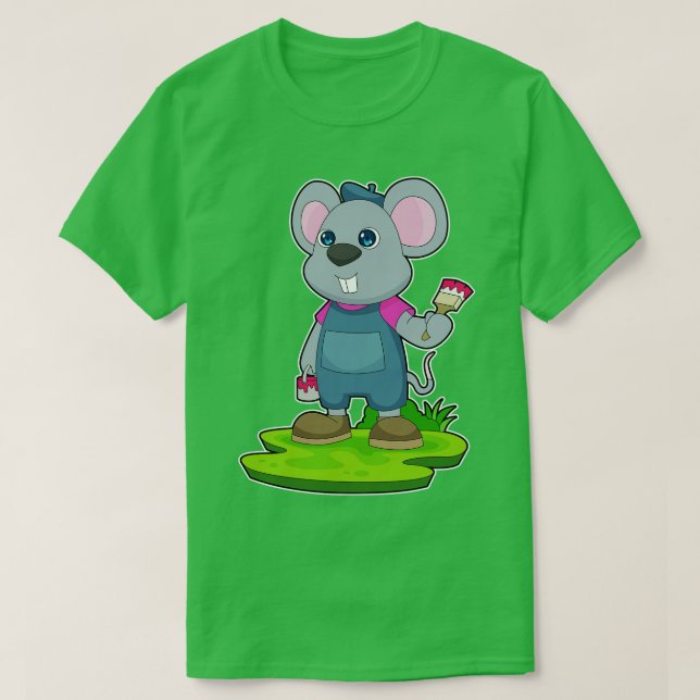 Mouse Painting Paint brush T-Shirt (Design Front)