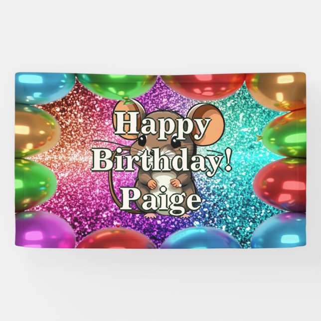Mouse Personalised character birthday banner (Horizontal)