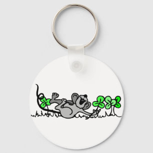 Mouse Playing In Shamrocks Key Ring