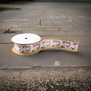 Mouse Priple Yellow Stripe Satin Ribbon