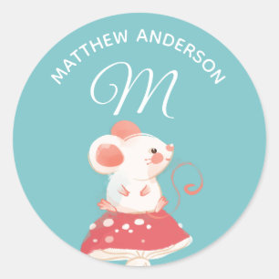 Mouse Rat • Alphabet Monogram Cute School Daycare Classic Round Sticker