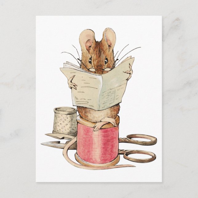 Mouse Reading Newspaper Beatrix Potter Postcard (Front)