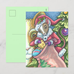 MOUSE SANTA BRINGS GOOD CATS CHRISTMAS GIFTS, Cute Holiday Postcard