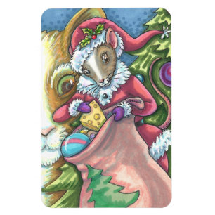 MOUSE SANTA BRINGS GOOD CATS CHRISTMAS GIFTS, Cute Magnet
