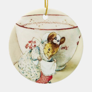 “Mouse Seamstress and Teacup” by Beatrix Potter Ceramic Tree Decoration