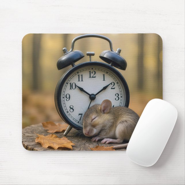 Mouse Sleeping By an Alarm Clock Pad (With Mouse)