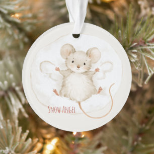 Mouse Snow Angel Winter Christmas Ornament