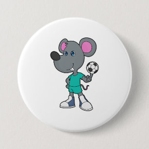 Mouse Soccer player Soccer 7.5 Cm Round Badge