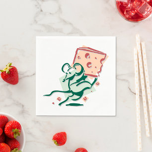 Mouse Stealing Cheese Funny Cute Rodent Napkin