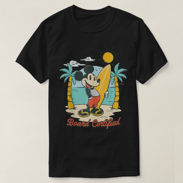 Mouse Surfboard Certified Summer Beach Graphic  T-Shirt (Design Front)