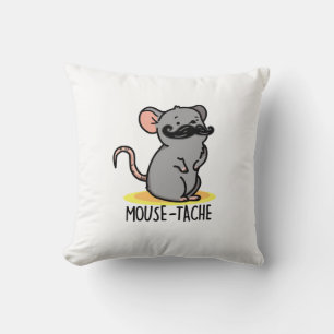 Mouse-tache Funny Mouse Pun Cushion