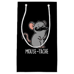 Mouse-tache Funny Mouse Pun Dark BG Small Gift Bag
