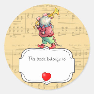 Mouse Trumpet This Book Belongs To Name Sticker
