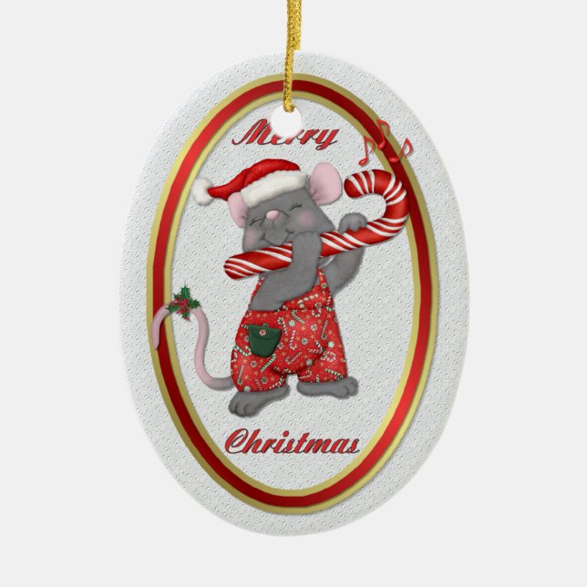 Mouse Tunes Santa Ceramic Tree Decoration (Front)