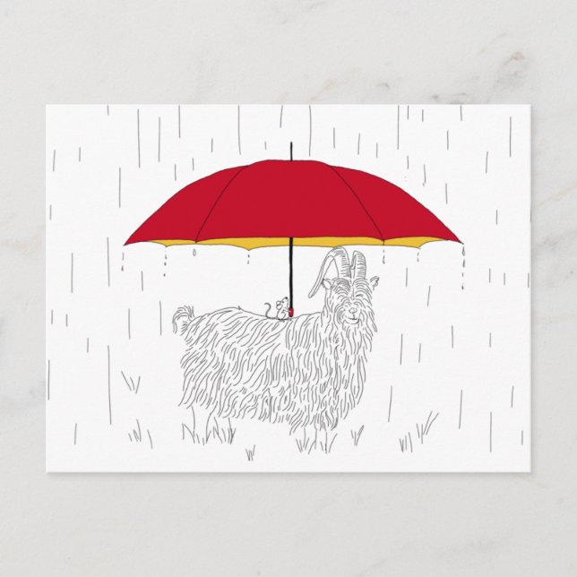 Mouse Umbrella for Goat Postcard (Front)