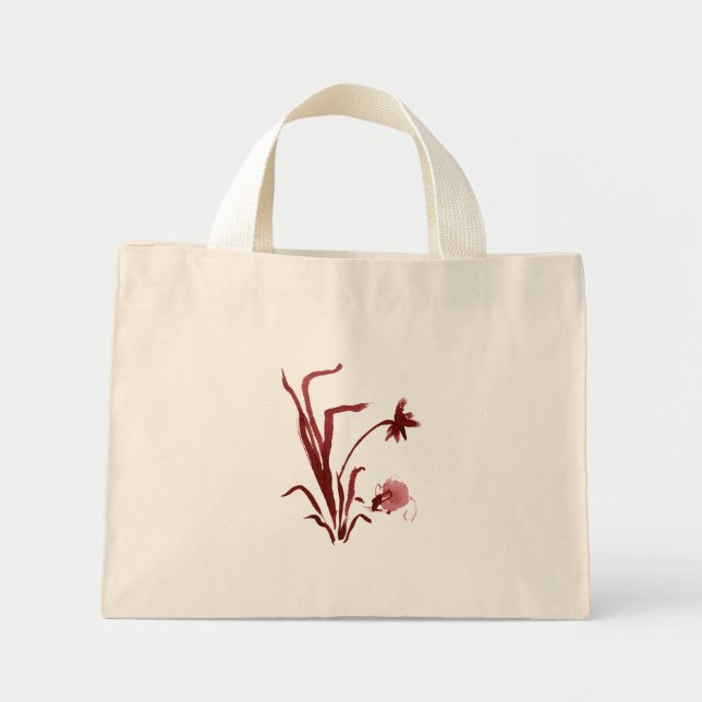 Mouse under Grass Mini Tote Bag (Front)