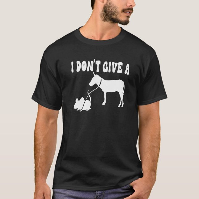 MOUSE WALKING A DONKEY I Don't Give Rats Mouse vin T-Shirt (Front)