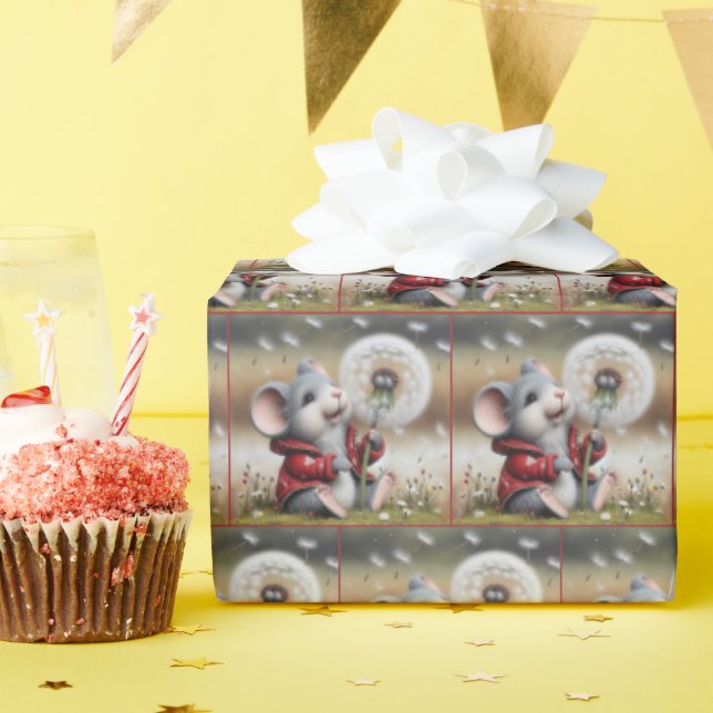 Mouse With a Dandelion Wrapping Paper (Birthday Party)