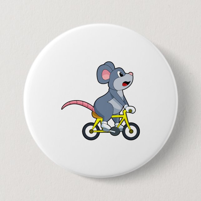 Mouse with Bicycle 7.5 Cm Round Badge (Front)