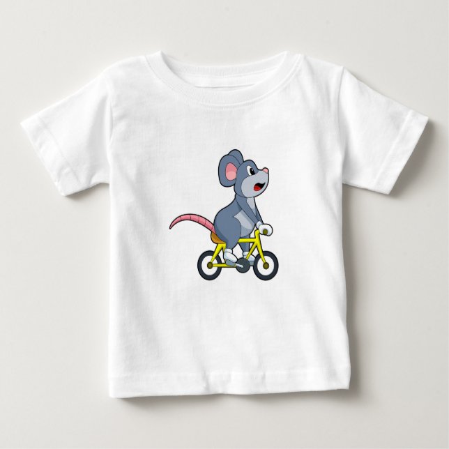 Mouse with Bicycle Baby T-Shirt (Front)