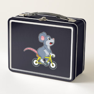 Mouse with Bicycle Metal Lunch Box