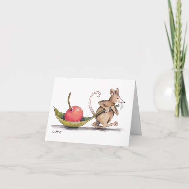 Mouse with cherry thank you card (Front)