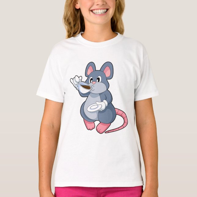 Mouse with Coffee Cup T-Shirt (Front)