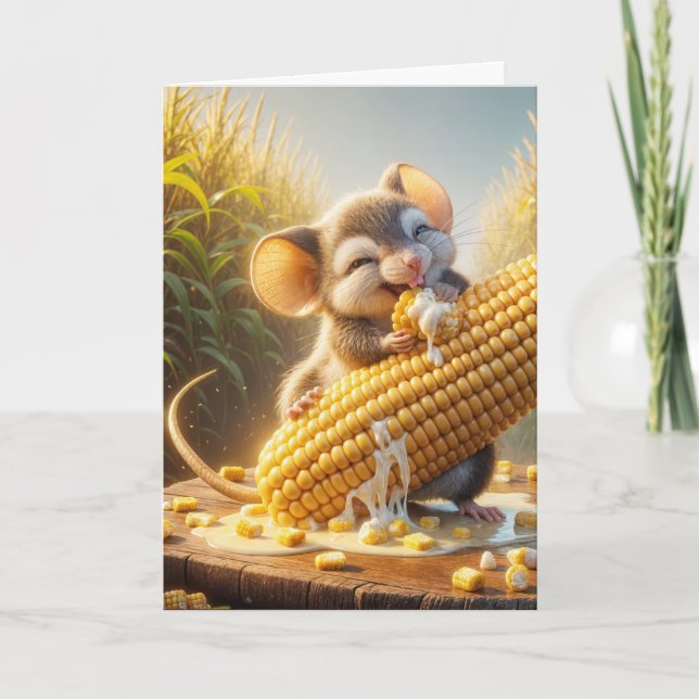Mouse With Corn Cob Card (Front)